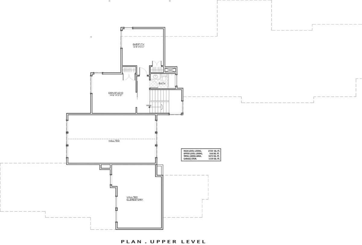 Upper Level Layout Featuring a Vaulted Clerestory and Versatile Den