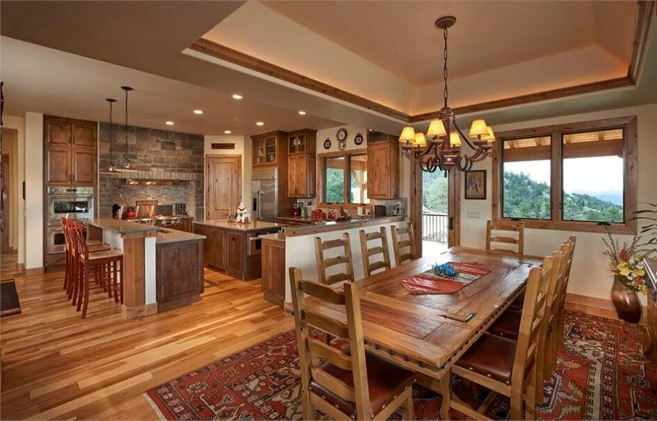Craftsman Kitchen and Dining Area with a Warm, Rustic Vibe