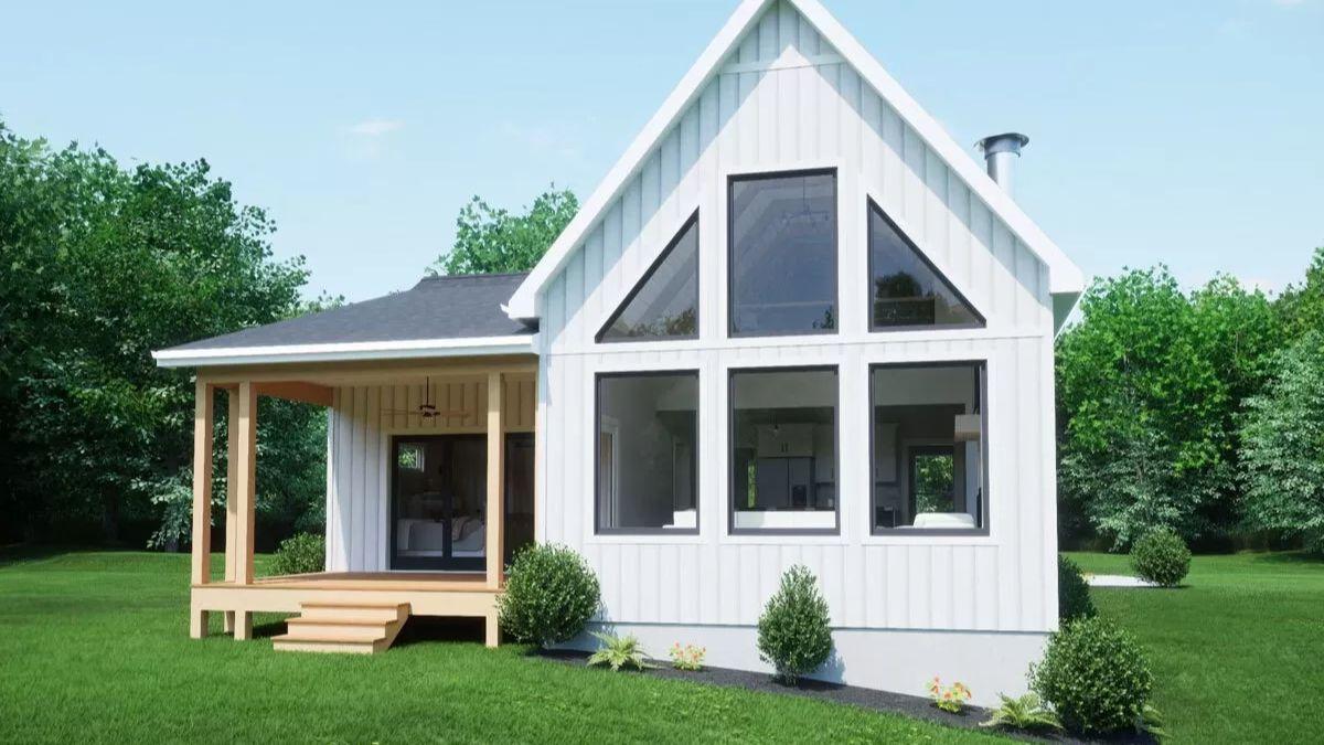 Notice the Impressive Triangular Windows in This Clean Design