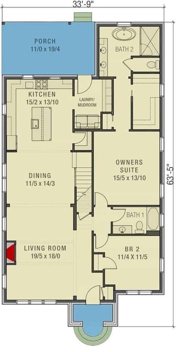 Check Out This Efficient Floor Plan with Cozy Porch and Open Living Space