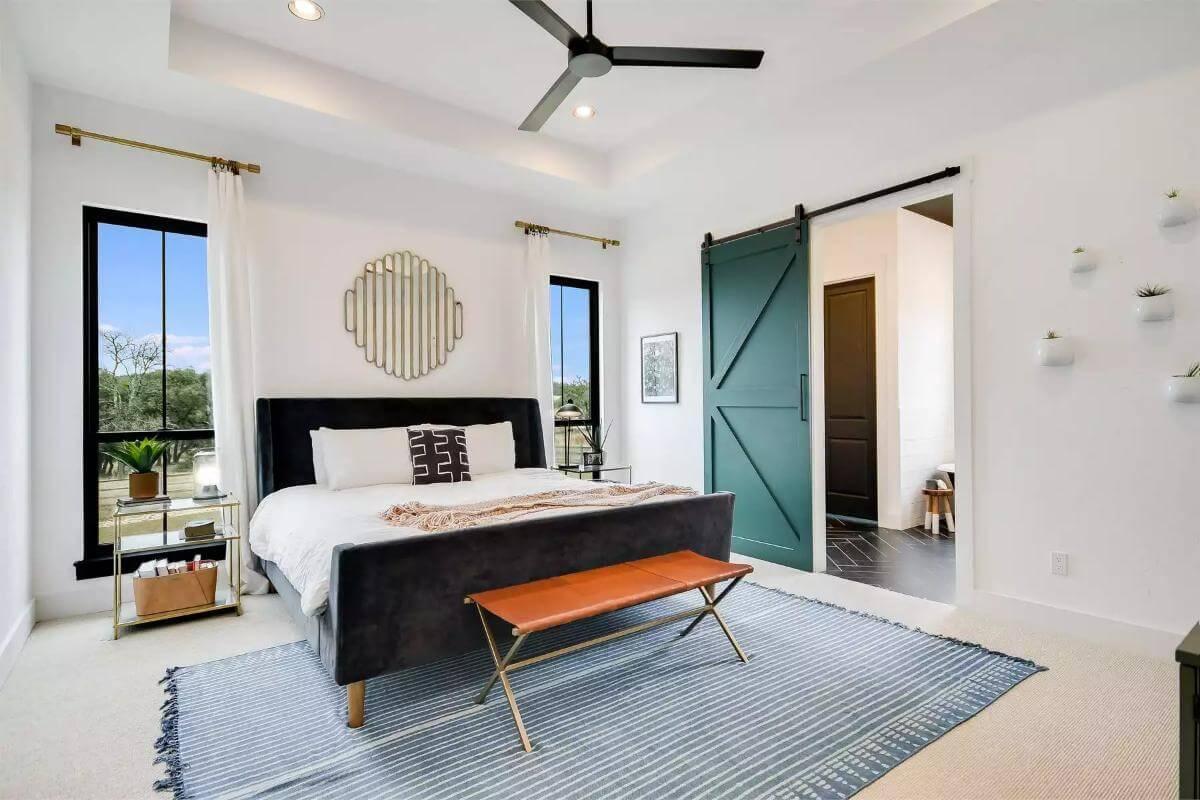 Slide Into This Modern Bedroom With Its Stylish Barn Door