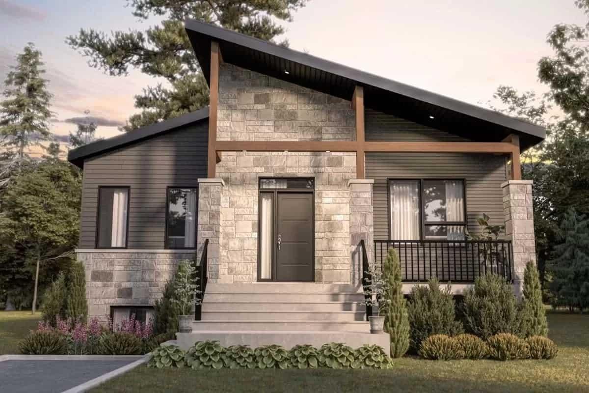 Modern Entrance with Bold Stone and Sleek Lines