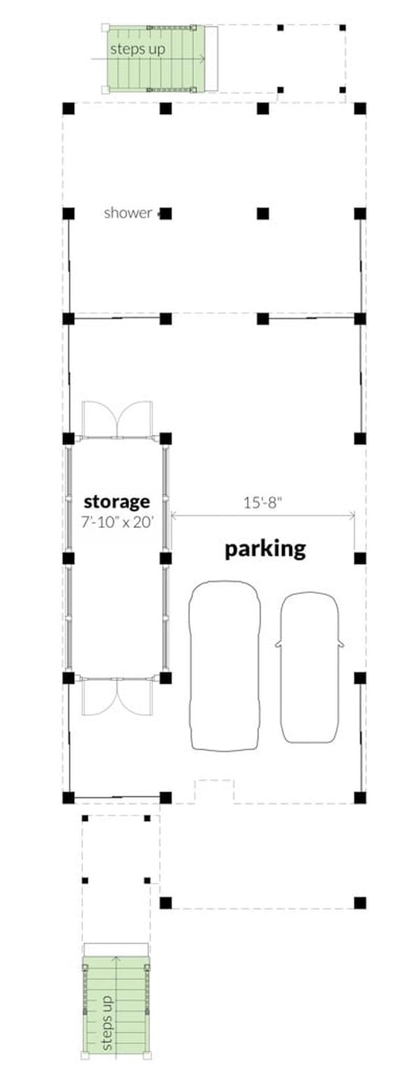Smart Garage Layout With a Shower and Ample Storage Space