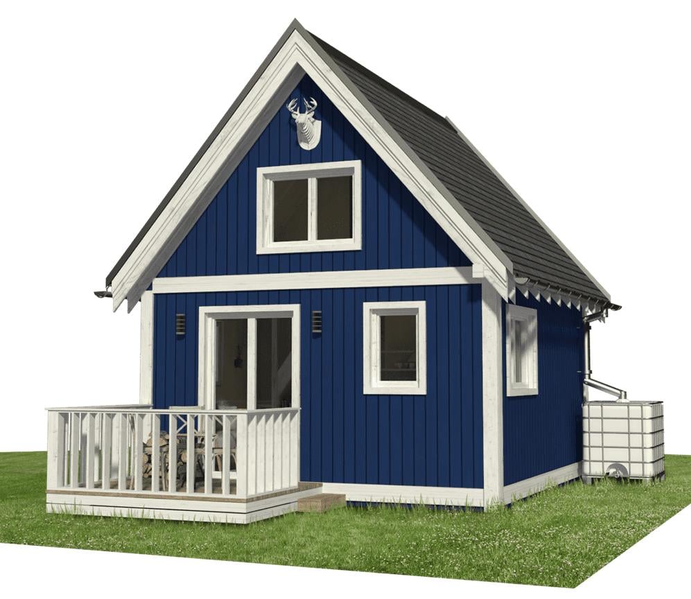 Charming A-Frame Cabin with a Striking Blue Facade