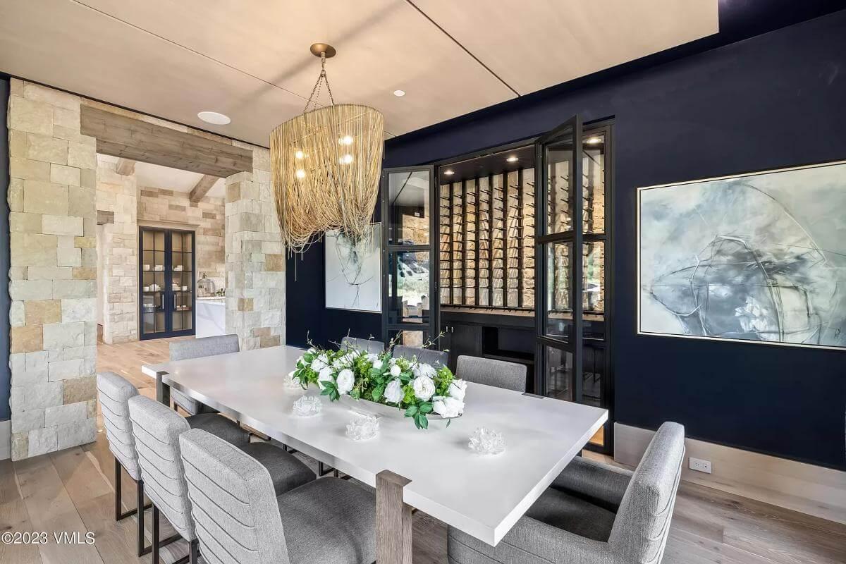 Wow, Notice the Bold Chandelier in This Artistic Dining Room