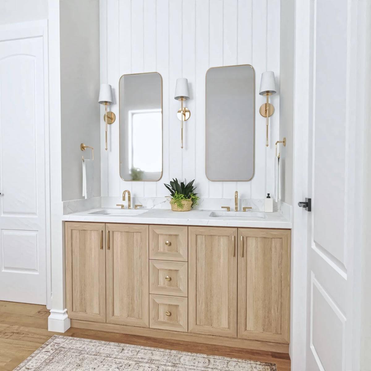 Double Vanity Delight with Chic Gold Accents