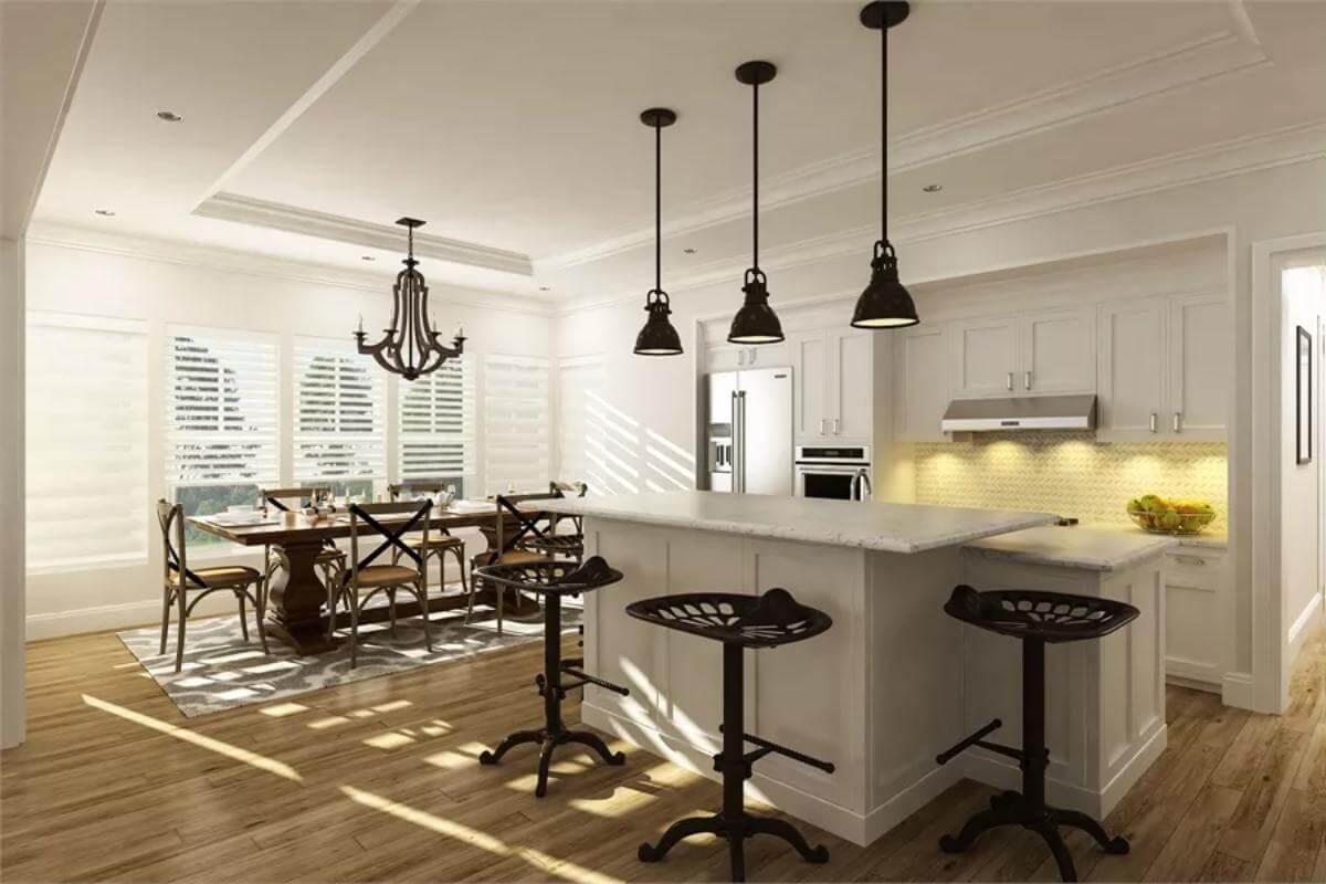 Dark Pendant Lights Steal the Show in This Craftsman Kitchen