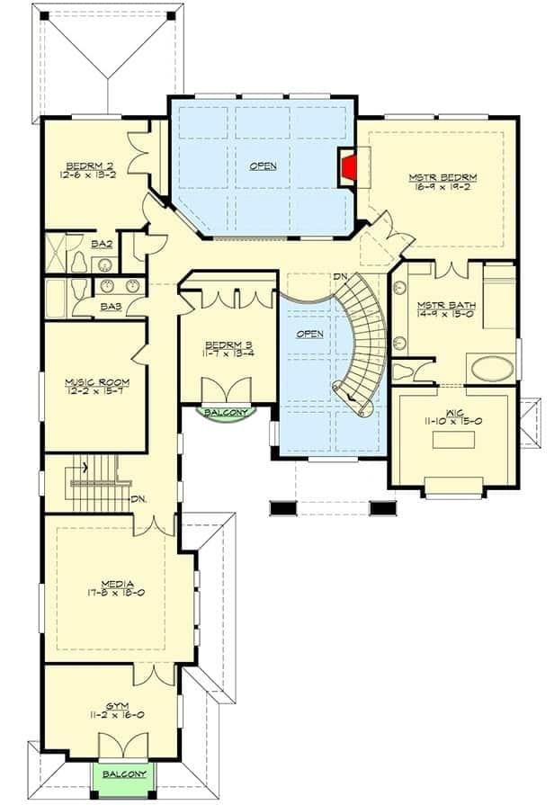 Explore This Upper-Level Floor Plan with a Media Room and Gym