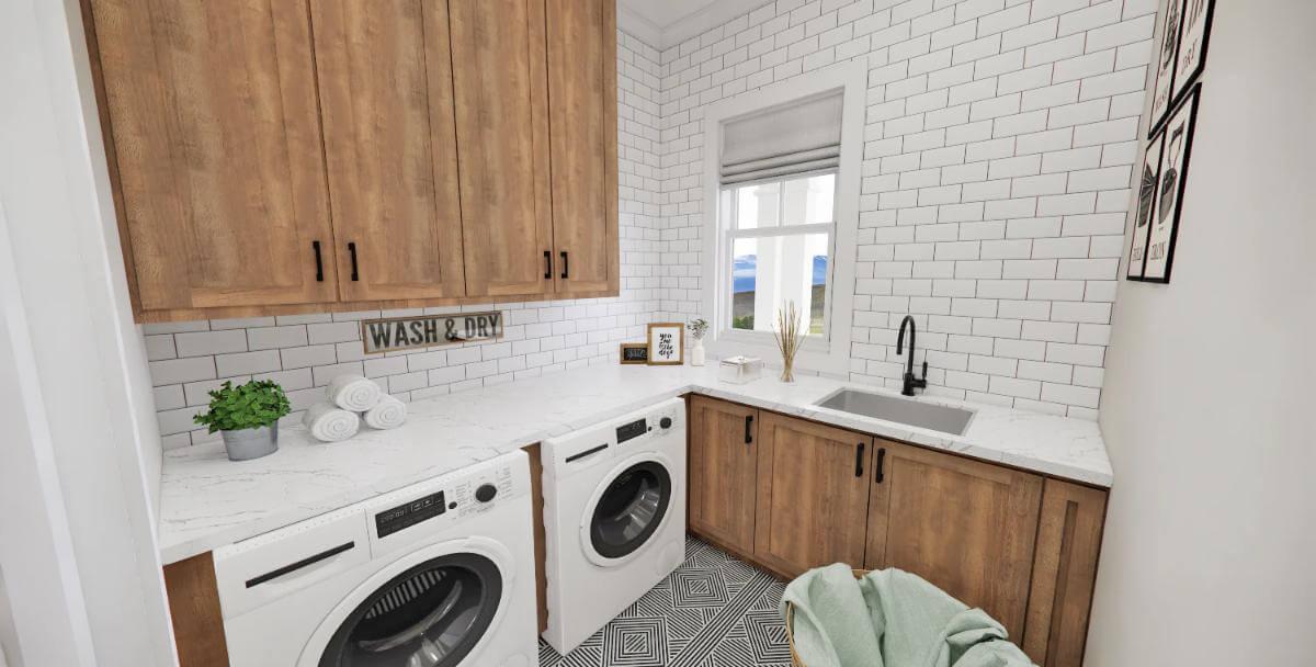Compact Laundry Room with a Smart Sink Setup