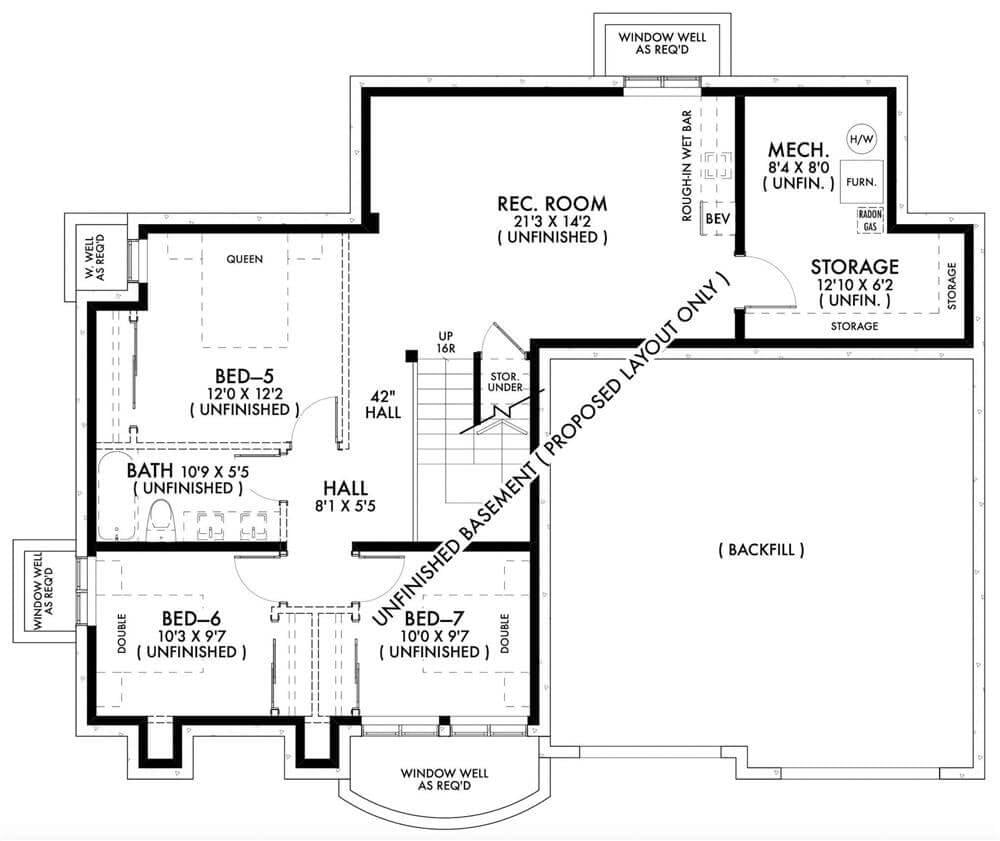 Discover the Proposed Basement: Spacious Rec Room and Extra Bedrooms
