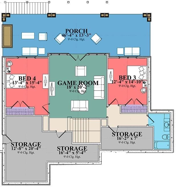 Explore This Spacious Game Room with a Wraparound Porch