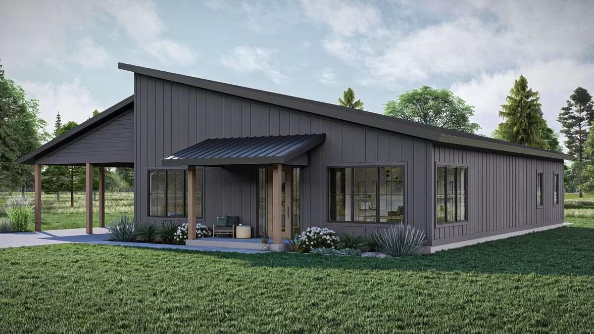 Explore This Contemporary Home with Its Striking Sloped Roof