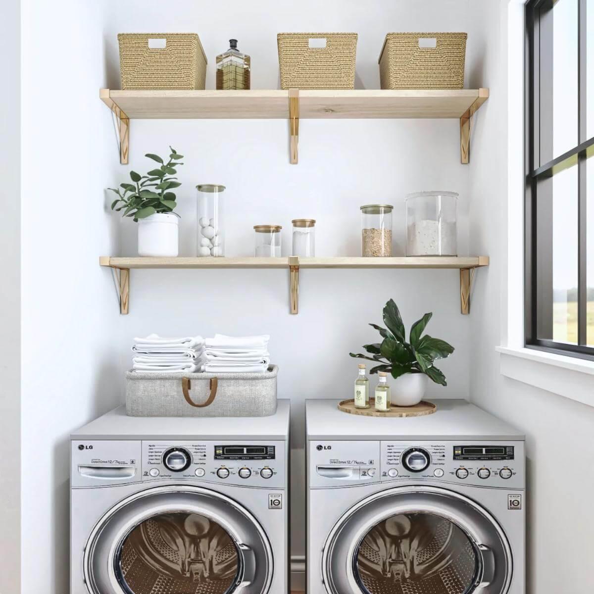 Sleek Laundry Room Shelves Perfect for Storage and Style