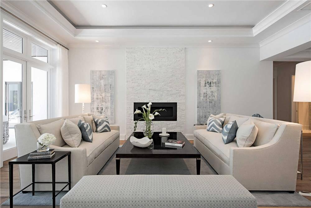 Contemporary Living Room Featuring a Sleek Fireplace