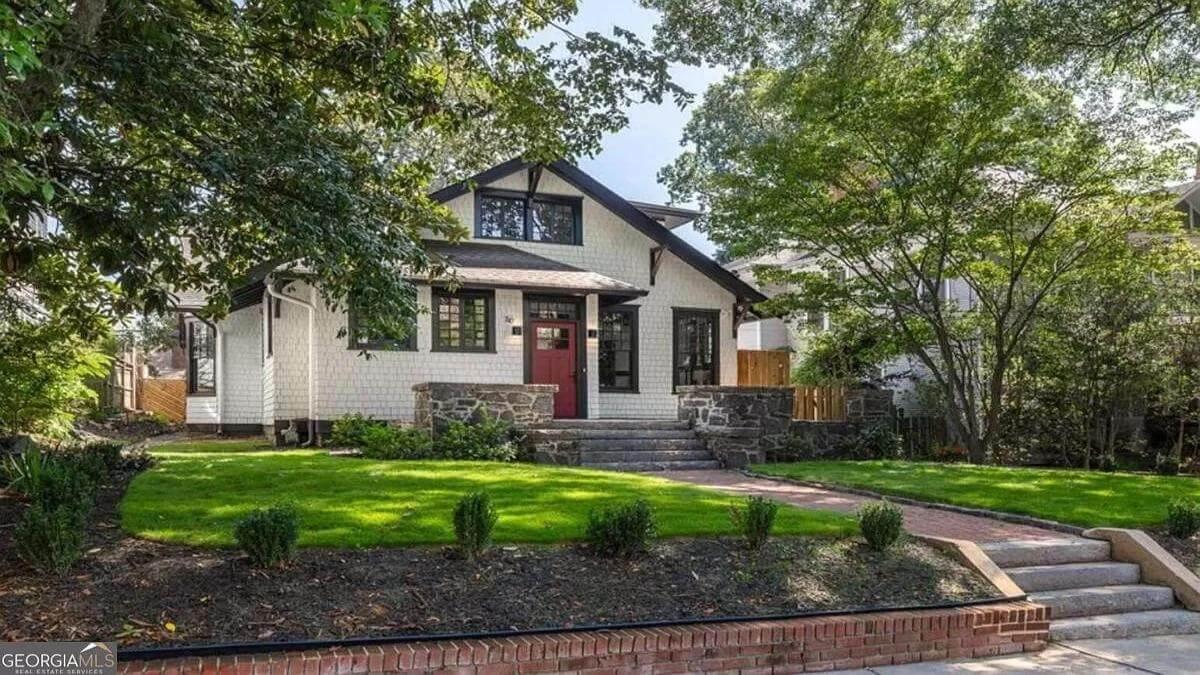 Check Out the Bold Front Door Against Classic Craftsman Details