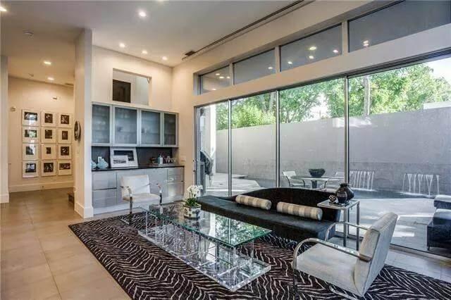 Modern Living Room with a Striking Zebra Print Rug