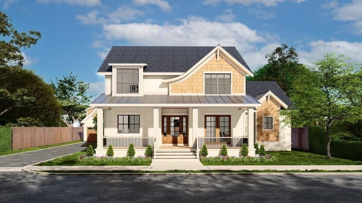 Take a Look at This Charming Cottage-Style Facade with a Welcoming Porch