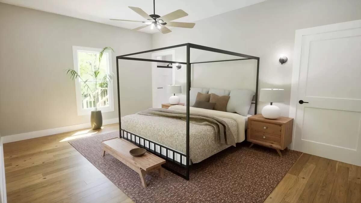 Look at the Modern Canopy Bed in This Minimalist Bedroom