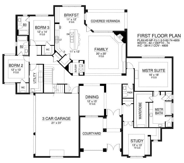 Explore the Spacious First Floor with a Charming Courtyard Centerpiece