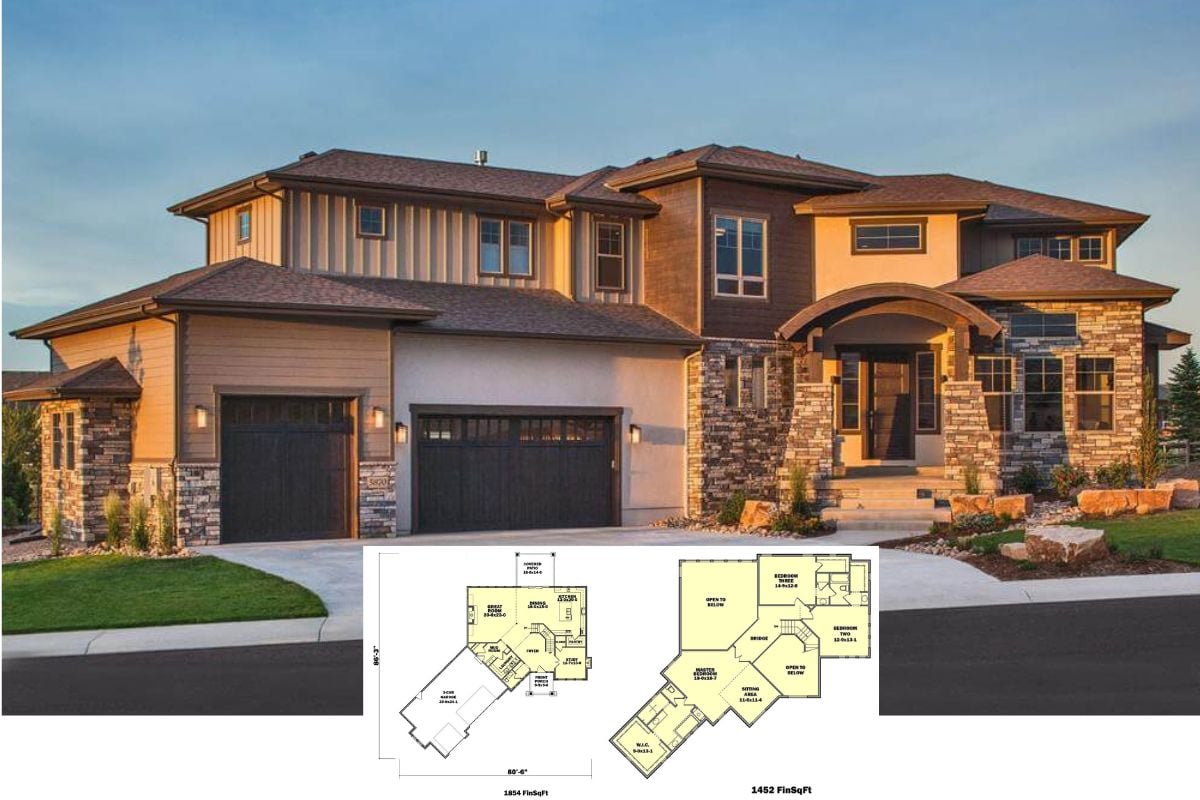 Contemporary-Style 3-Bedroom Home with Angled Garage and Balcony (Floor Plan)
