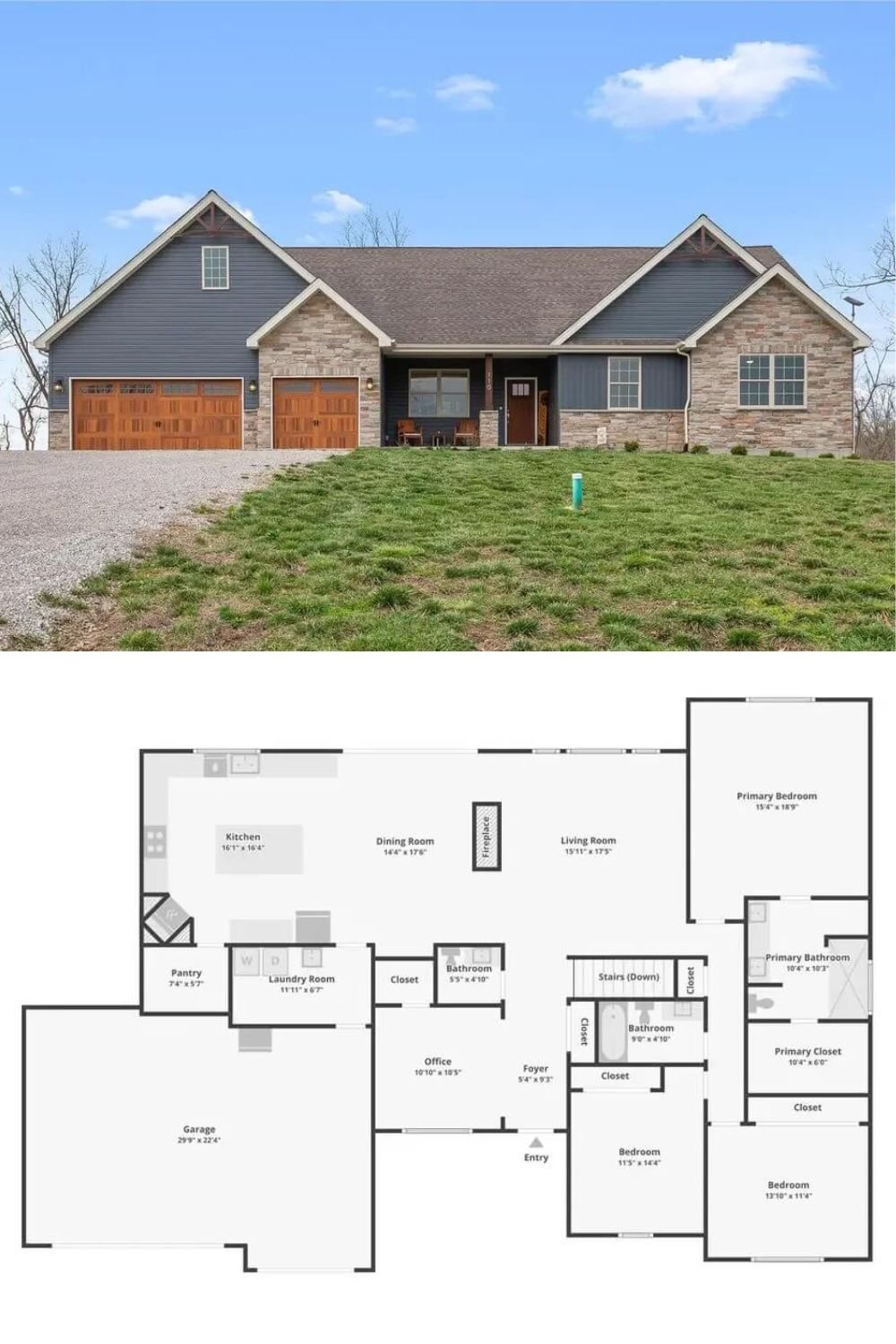Craftsman-Style Home with 3 Bedrooms and 3-Car Garage (2,285 Sq. Ft. Floor Plan)