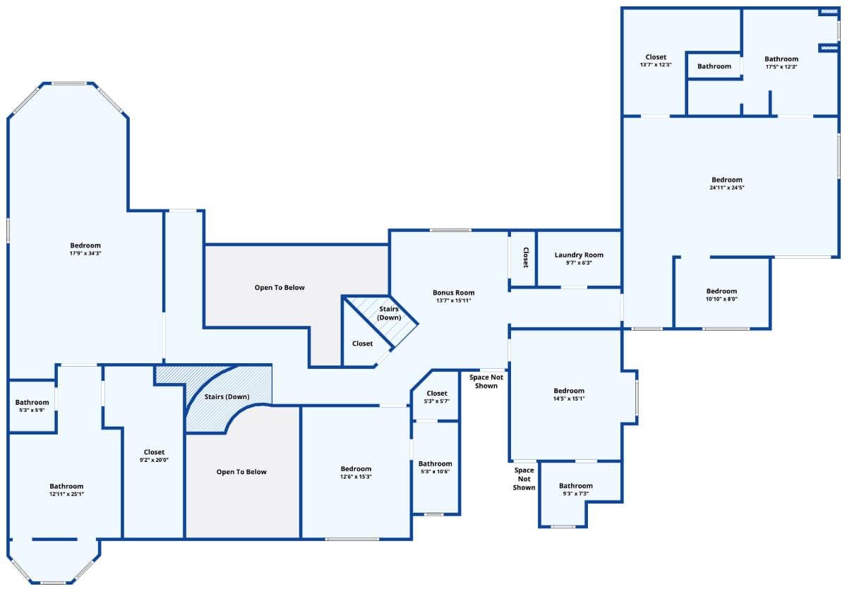 Upper Level Floor Plan with Versatile Bonus Room Layout