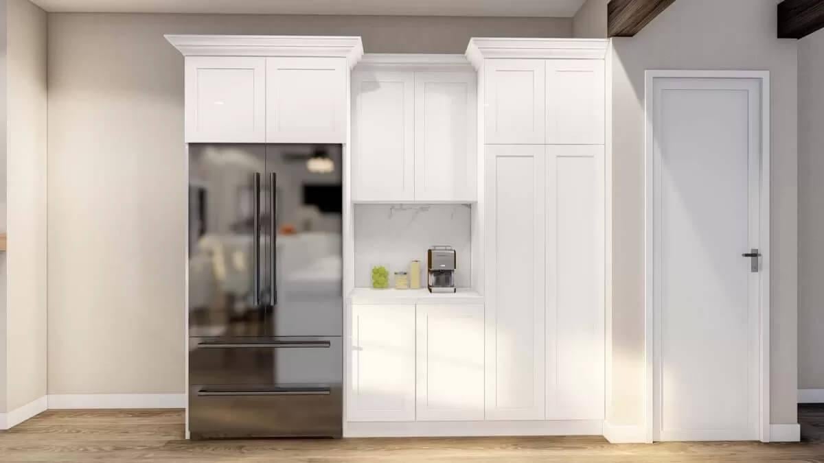 Notice the Seamless Integration of the Fridge Within the Cabinetry