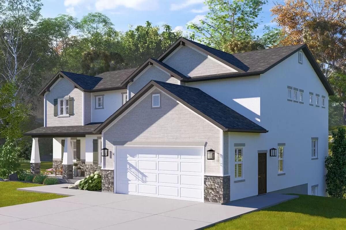 Classic Craftsman Facade with Complementary Stone Accents