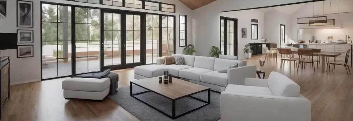 Expansive Living Room with Wall-to-Wall Glass Doors and Seamless Outdoor Access