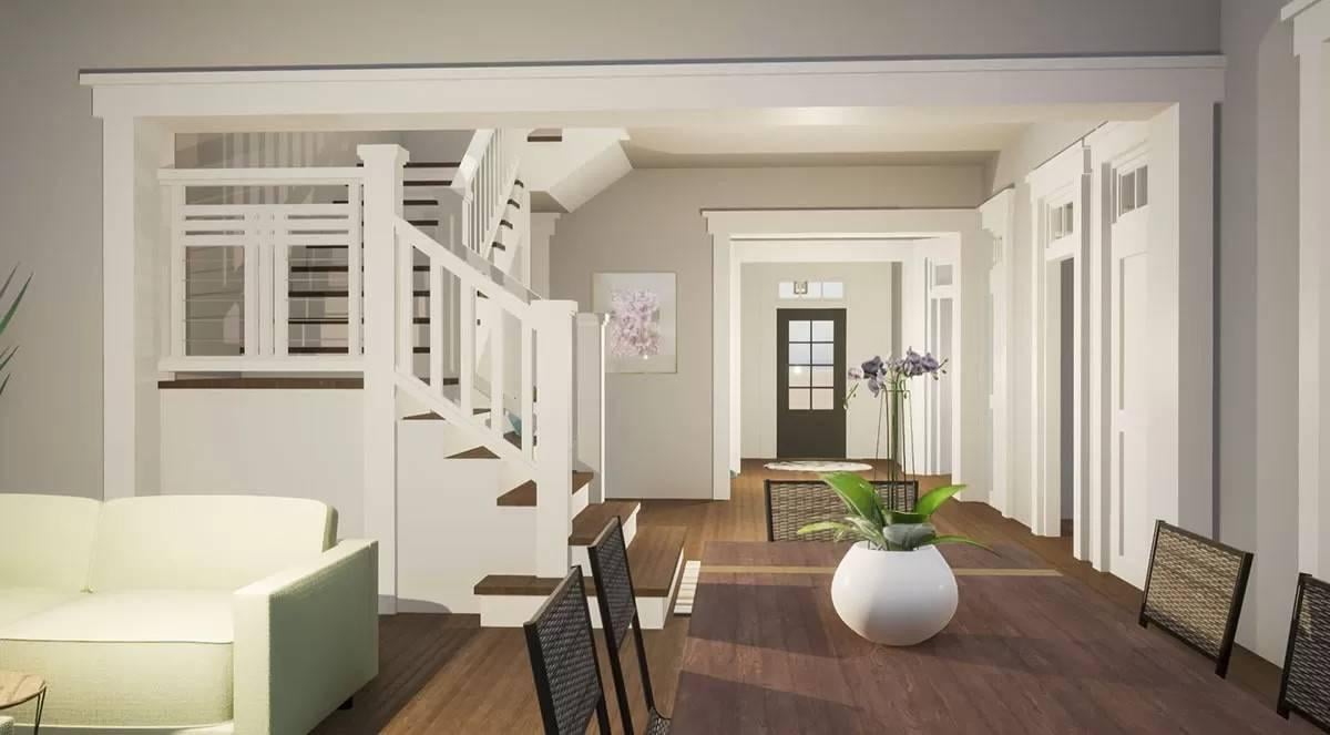 Explore the Elegant Staircase in This Craftsman-Inspired Entryway