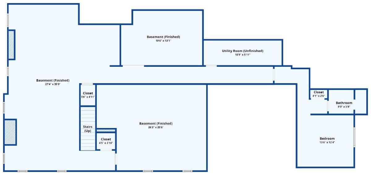 Expansive Finished Basement With Separate Utility and Bedroom Areas