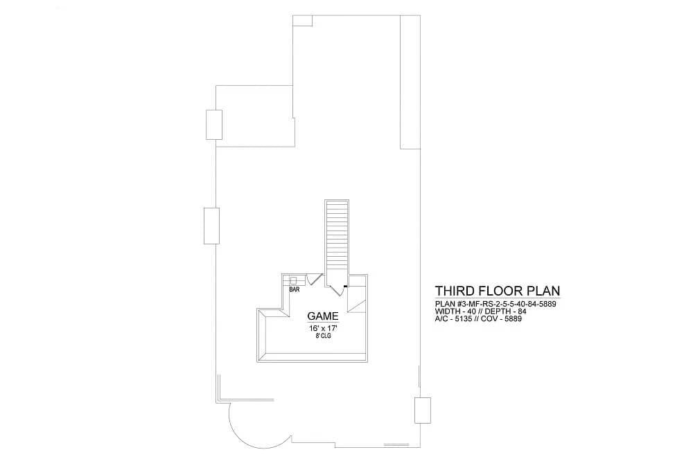Third Floor Plan with a Dedicated Game Room and Bar