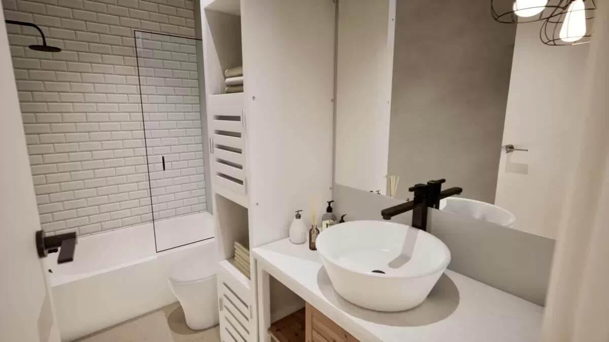 Notice the Sleek Vessel Sink in This Modern Bathroom