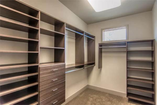 Sleek Walk-In Closet with Custom Shelving