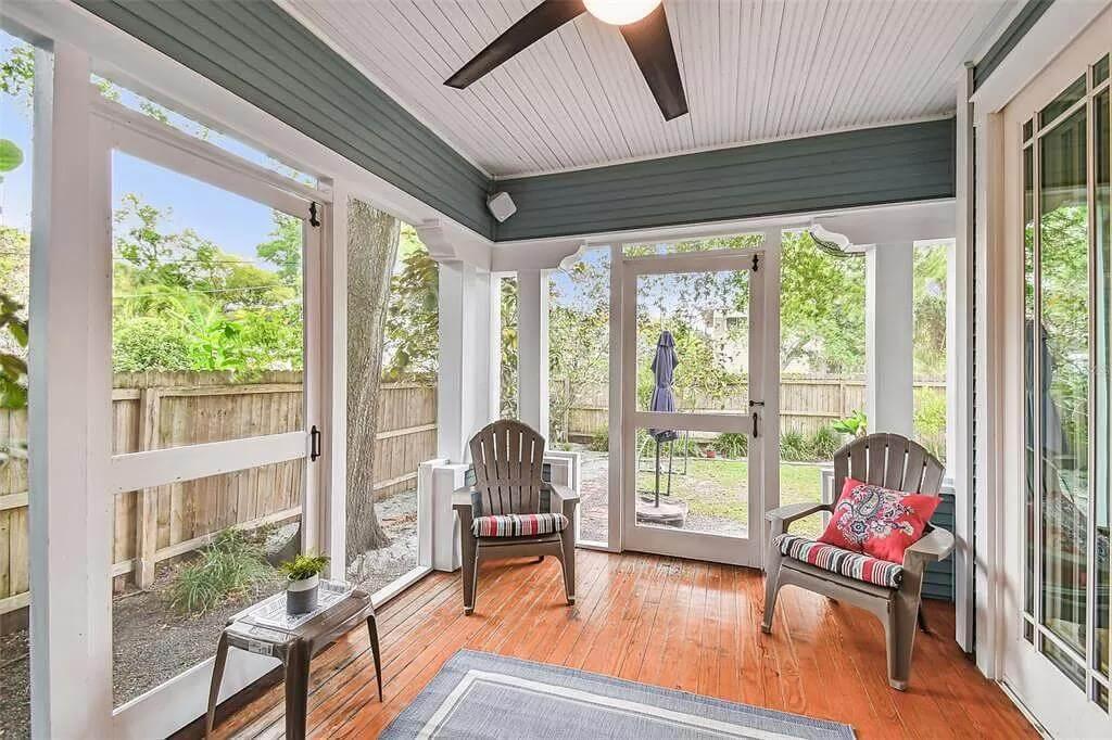 Relaxing Craftsman Porch with a View and Stylish Ceiling Fan