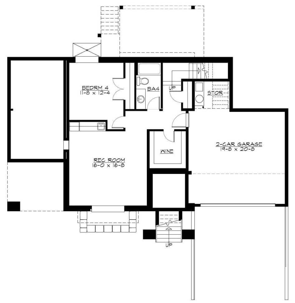 Explore This Floor Plan with a Handy Two-Car Garage and Wine Storage