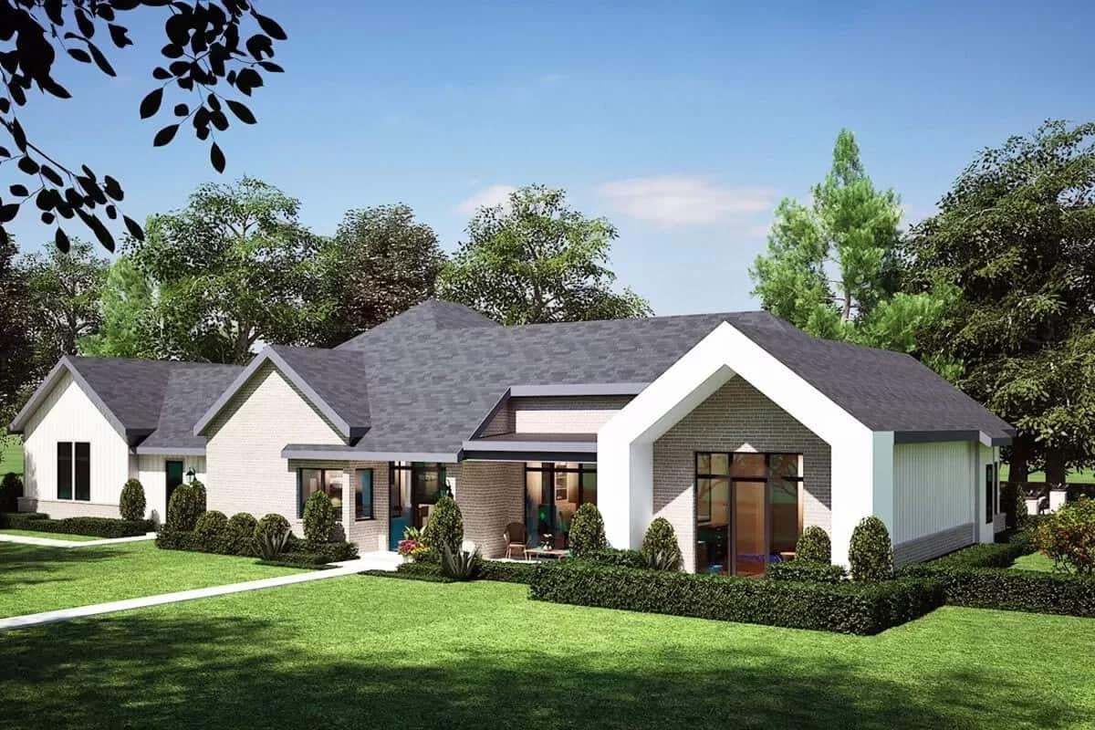 Modern Craftsman Exterior with Sharp Gables and Chic Windows