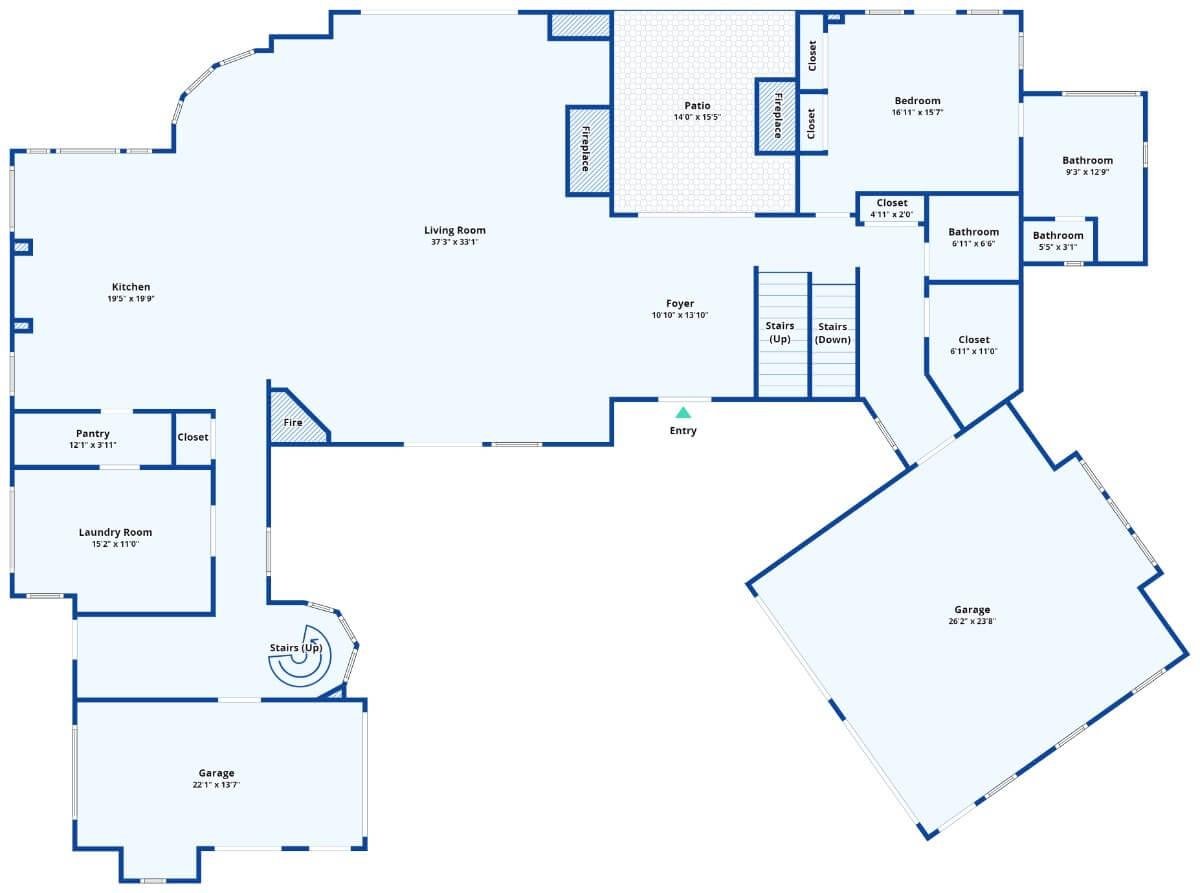 Expansive Open-Concept Layout with a Spacious Living Room and Dual Garages