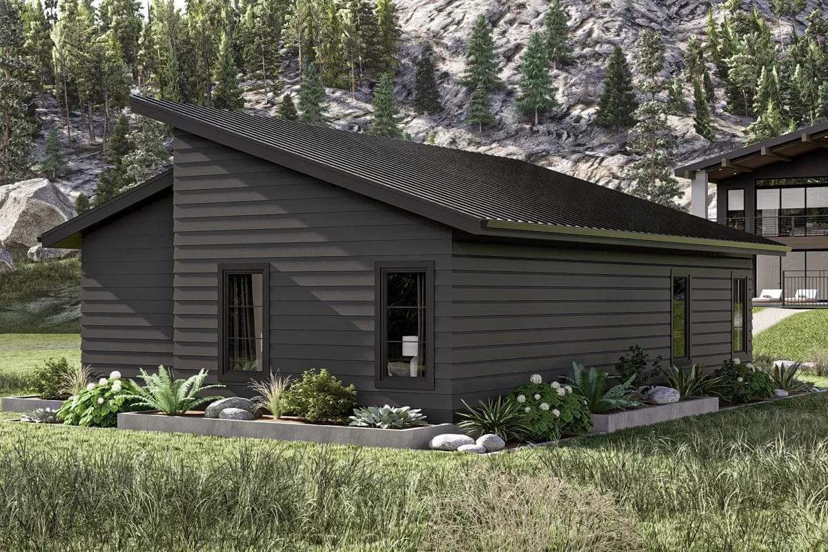 Low-Slung Roofline Complements the Sleek Dark Siding