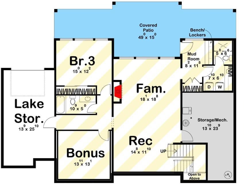 Smart Use of Space in This Lower-Level Floor Plan