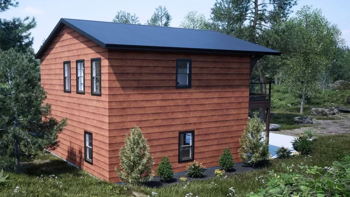 Wood-Clad Cabin with Modern Symmetry and Thoughtful Landscaping