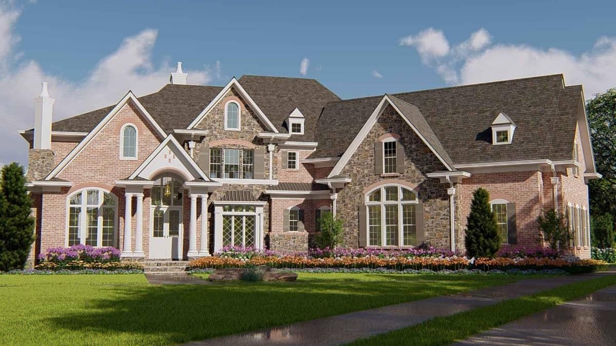 Wow, Check Out the Stunning Brick and Stone Facade on This Traditional Home