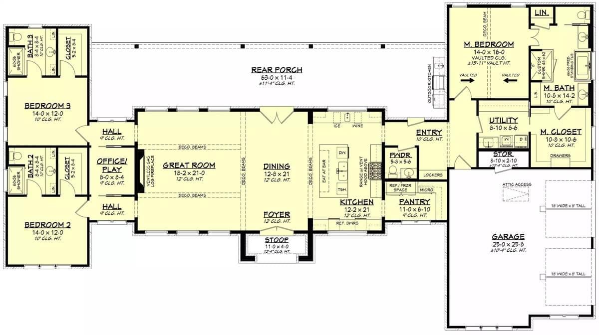 Spacious Floor Plan Highlighting an Expansive Rear Porch