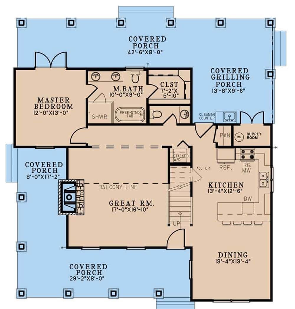 Explore This Floor Plan with Its Expansive Covered Porches