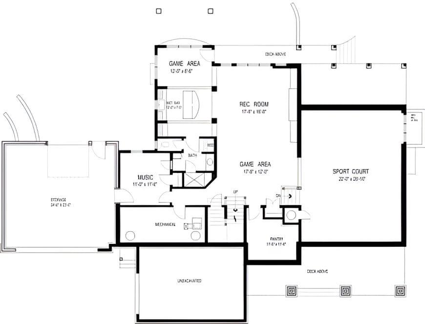 Explore This Floor Plan Featuring a Dedicated Sport Court and Rec Room