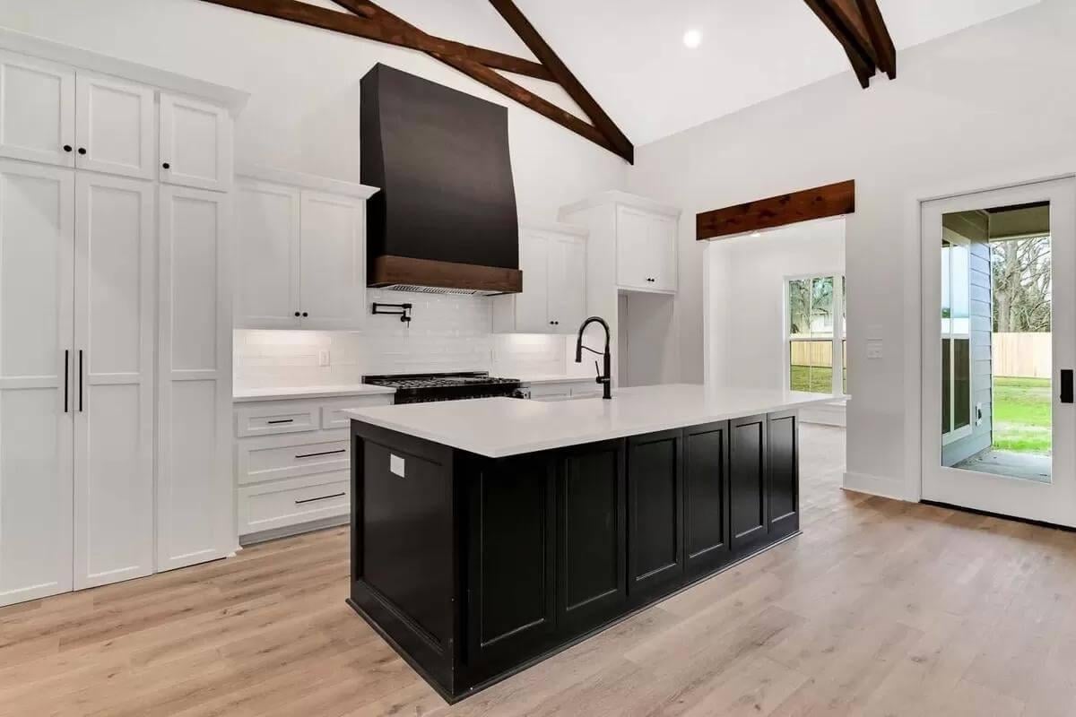 Wow, Check Out This Striking Kitchen Island with Dark Accents