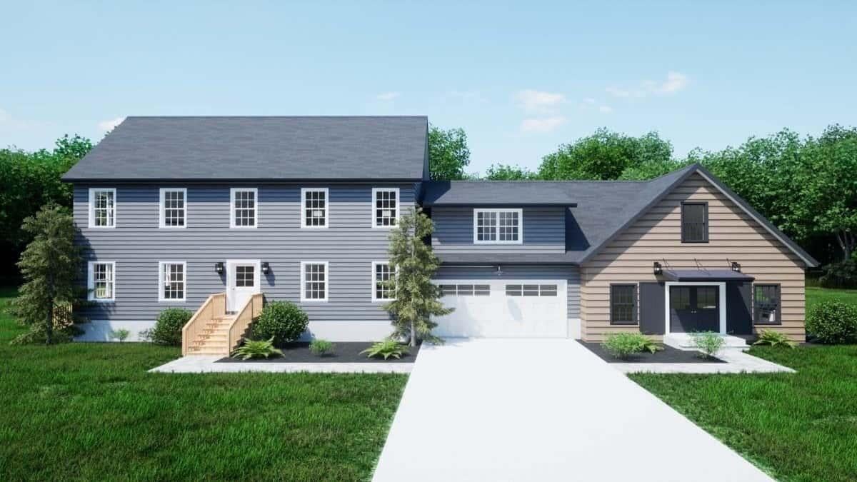 Classic Colonial Meets Modern Garage in This Beautiful Home