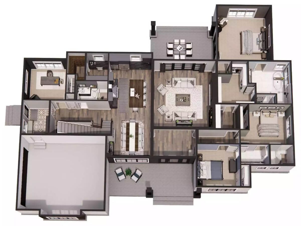 3D Main Level Floor Plan