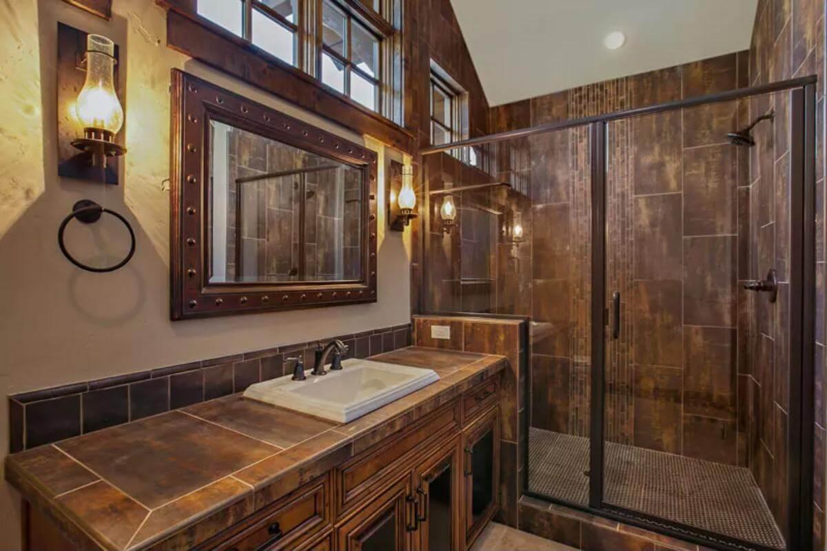 Check Out the Unique Tile Texture in This Craftsman Bathroom