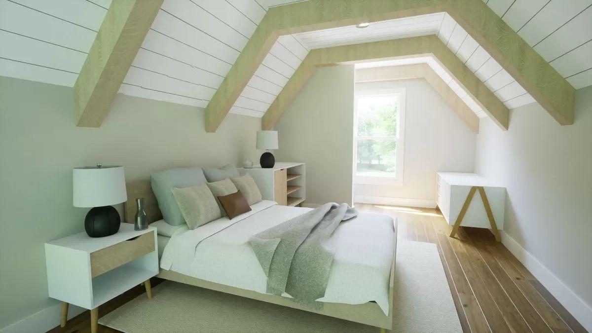 Wow! Look at Those Beautifully Angled Ceilings in This Cozy Bedroom